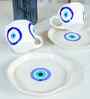 White Good Vibes Evil Eye Ceramic Cup & Saucer Set of 1
