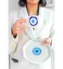 White Good Vibes Evil Eye Ceramic Cup & Saucer Set of 1