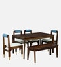 Gorzow Sheesham Wood 6 Seater Dining Set With Bench In Scratch Resistant Provincial Teak Finish