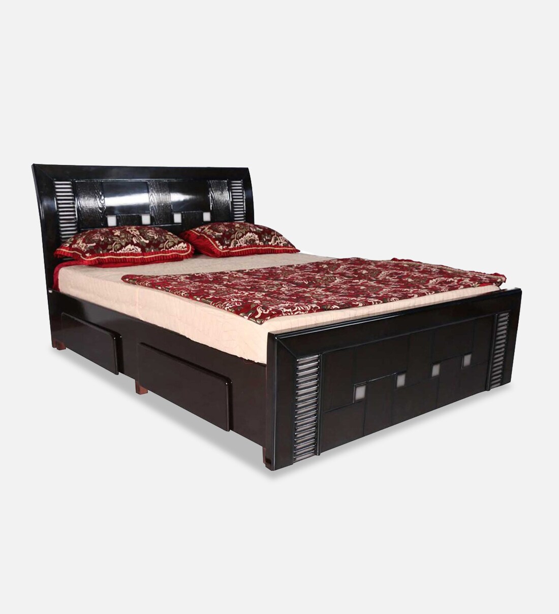 Buy Grand King Size Bed with Storage in Dark Brown Colour by Fine Group