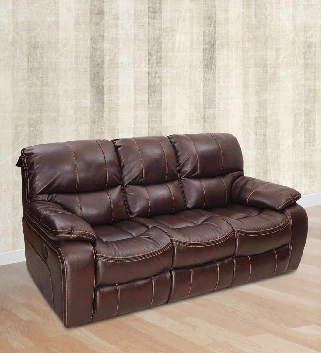 Buy Grand 3 Seater Recliner in Maroon Colour by Royaloak Online