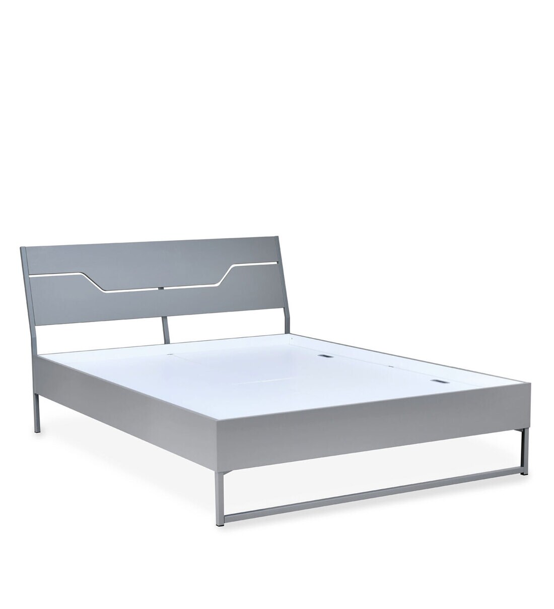 Buy Grande Metal Queen Size Bed in Grey Colour by Doctor Dreams
