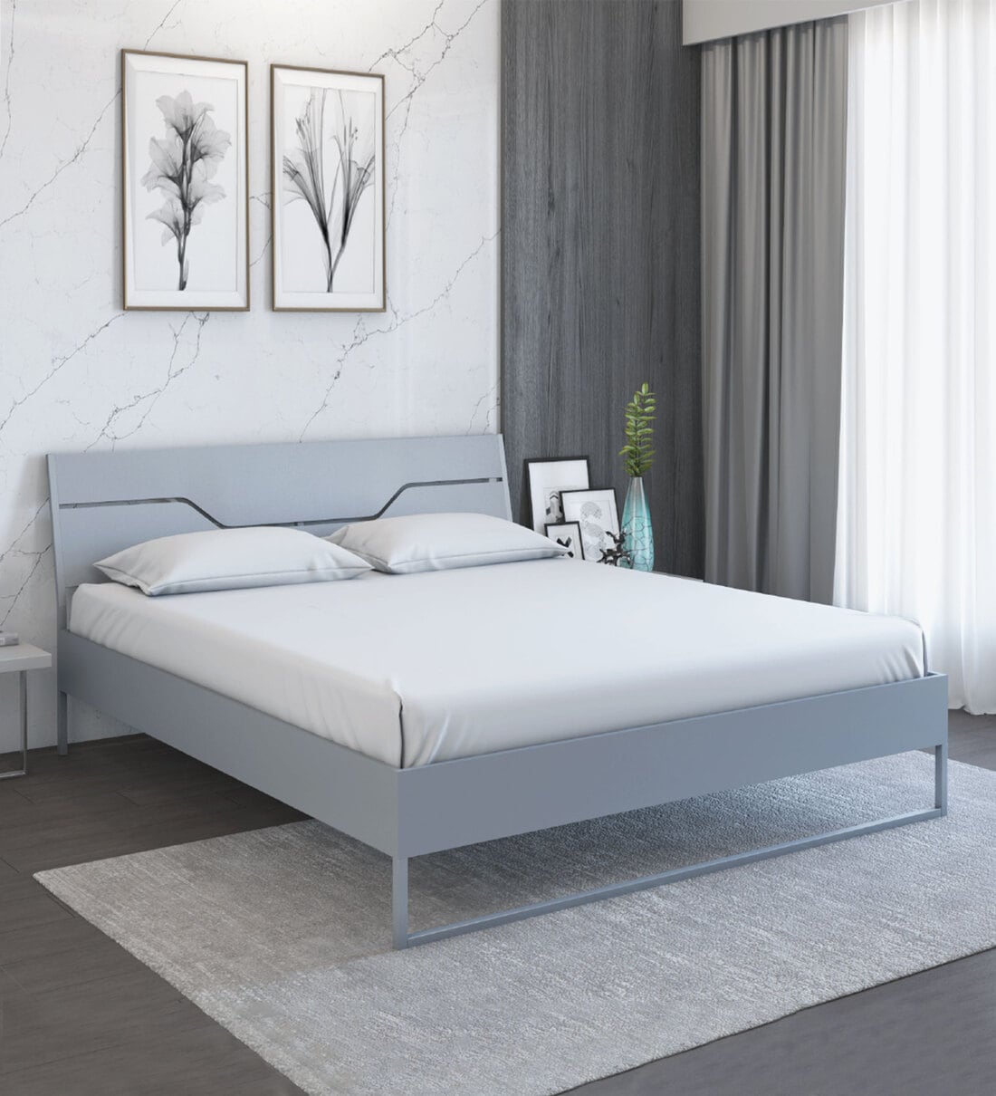 Buy Grande Metal Queen Size Bed in Grey Colour at 46% OFF by Nilkamal ...