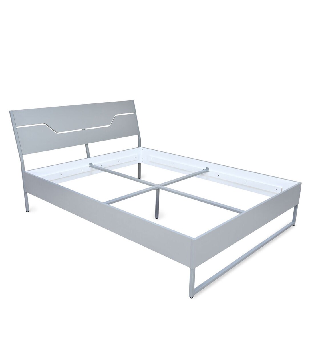 Buy Grande Metal Queen Size Bed in Grey Colour by Doctor Dreams