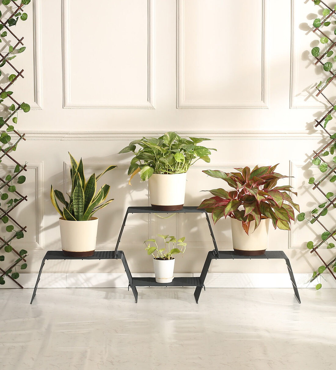 Buy Grandis Grey Galvanized Iron Planter Stand (Set Of 3) at 44 OFF by