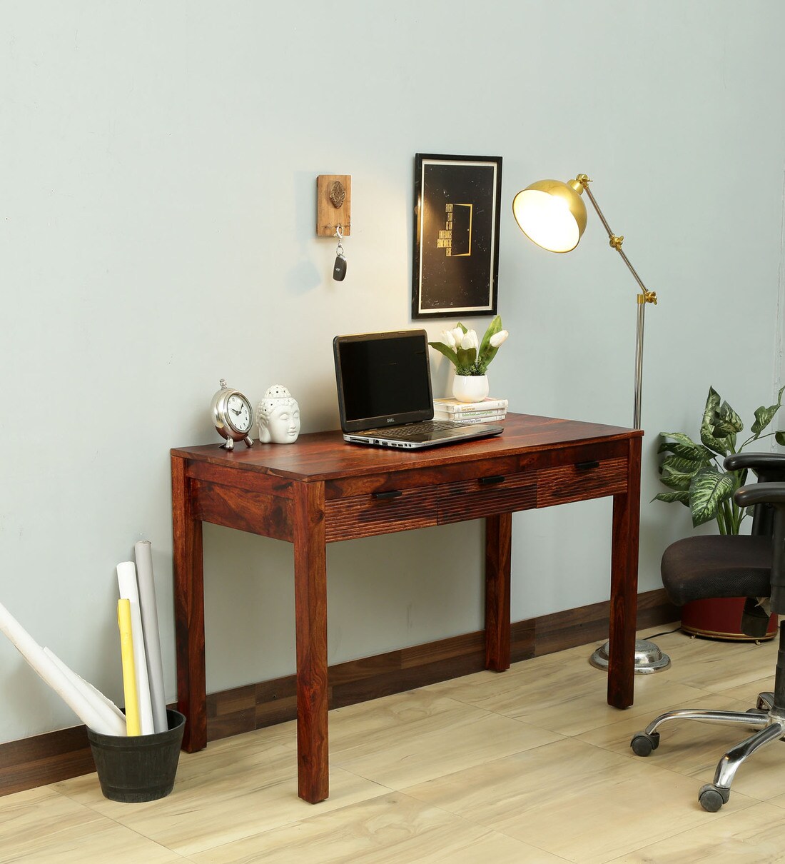 Buy Grays Solid Wood Study Table Honey Oak Woodsworth By Pepperfry