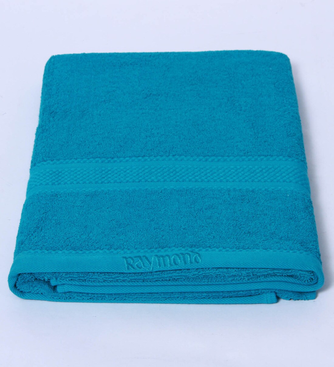 Buy Blue Cotton 370 GSM Bath Towel By Raymond Home Online Solid