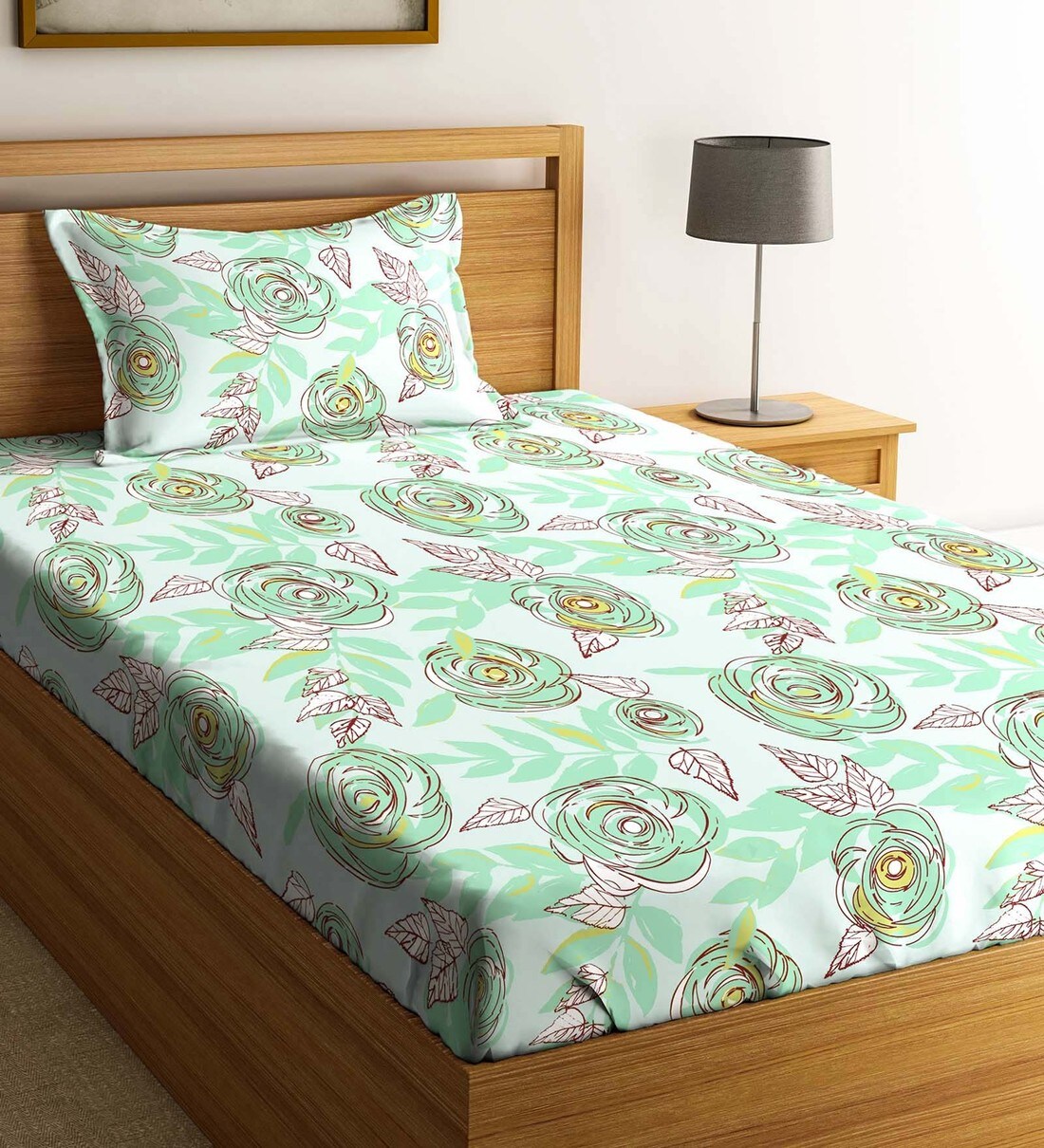 Buy 100 Cotton 104TC Single Bedsheet with 1 Pillow Cover by Core Designed by Spaces Online