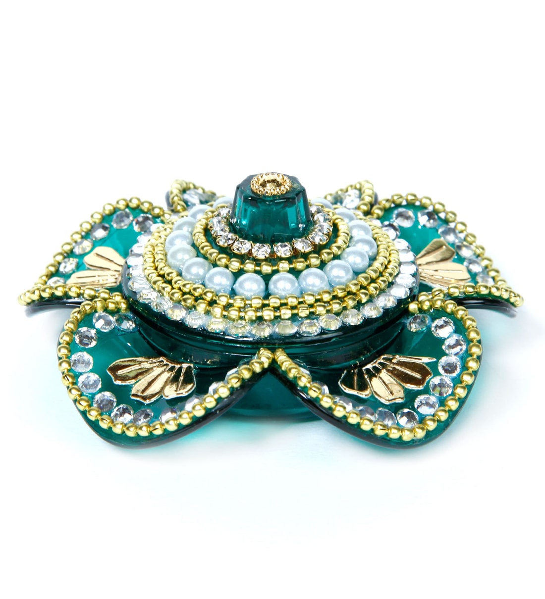 Buy Green Acrylic Green Flower Haldi Kumkum Box By Itiha Online Haldi