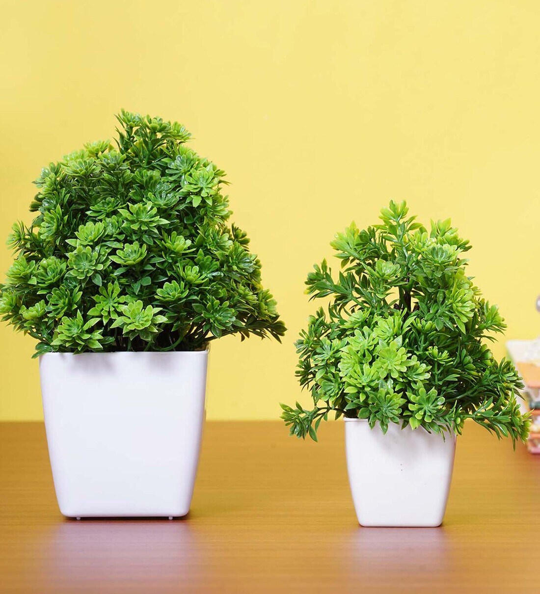 Buy Green Artificail Plant with Pot Set of 2 By Dekorly Online Artificial Plants Artificial