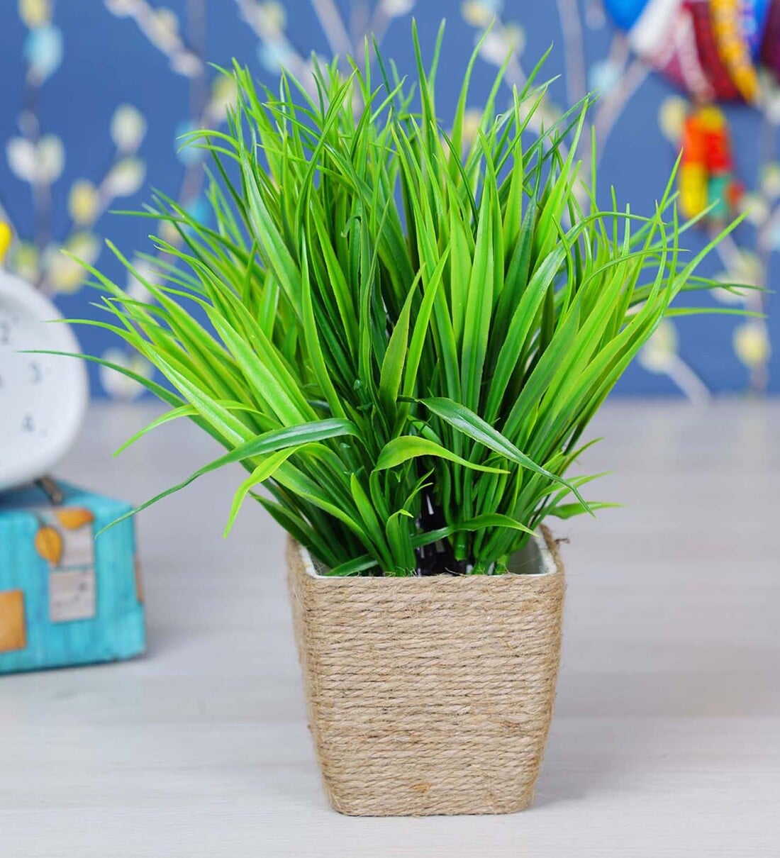 Buy Fabric & Plastic Alys Green With Pot Set Of 1 Artificial Plant at