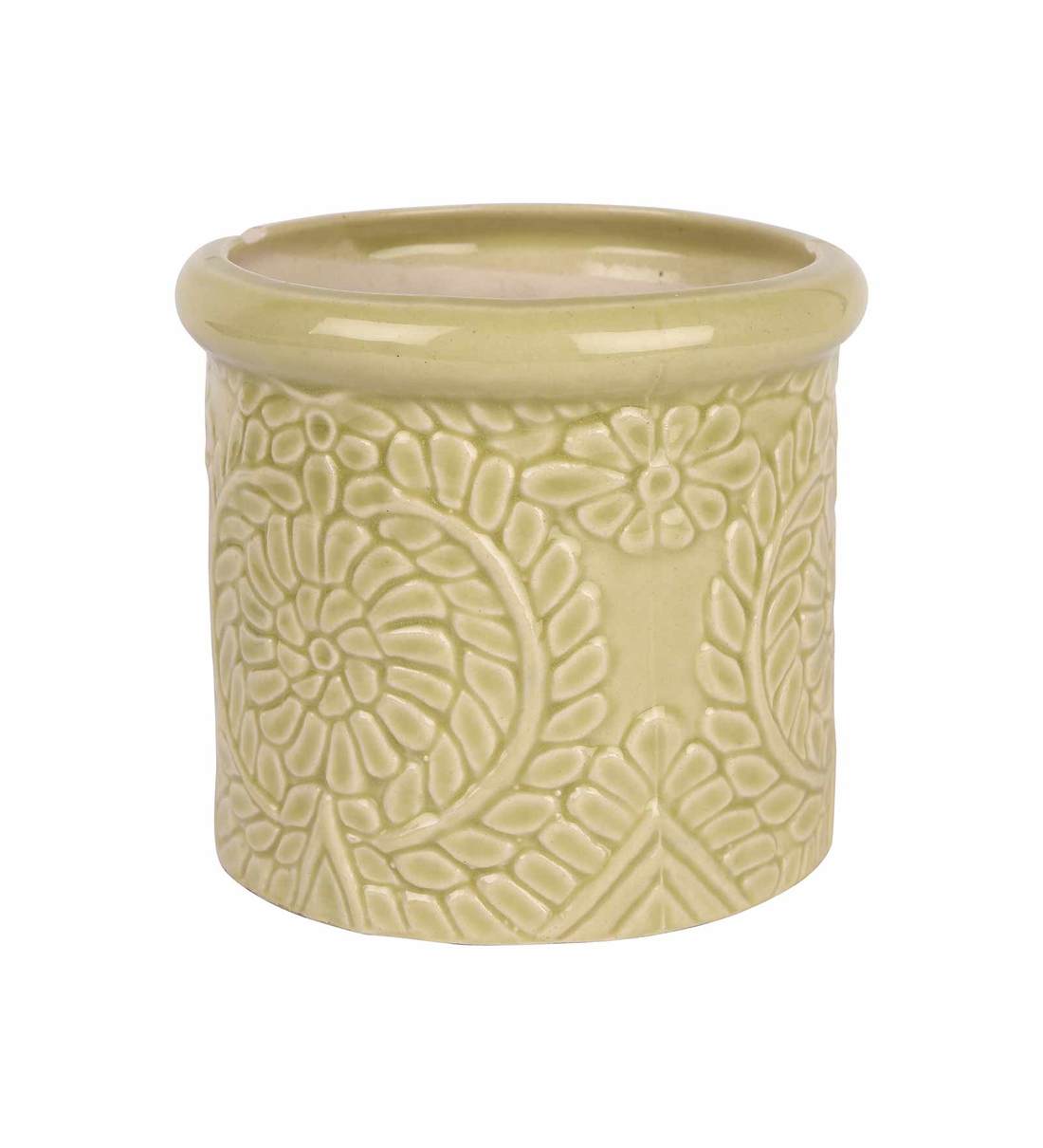 Buy Green Ceramic Jar Shape Planter by Justoriginals Online Floor