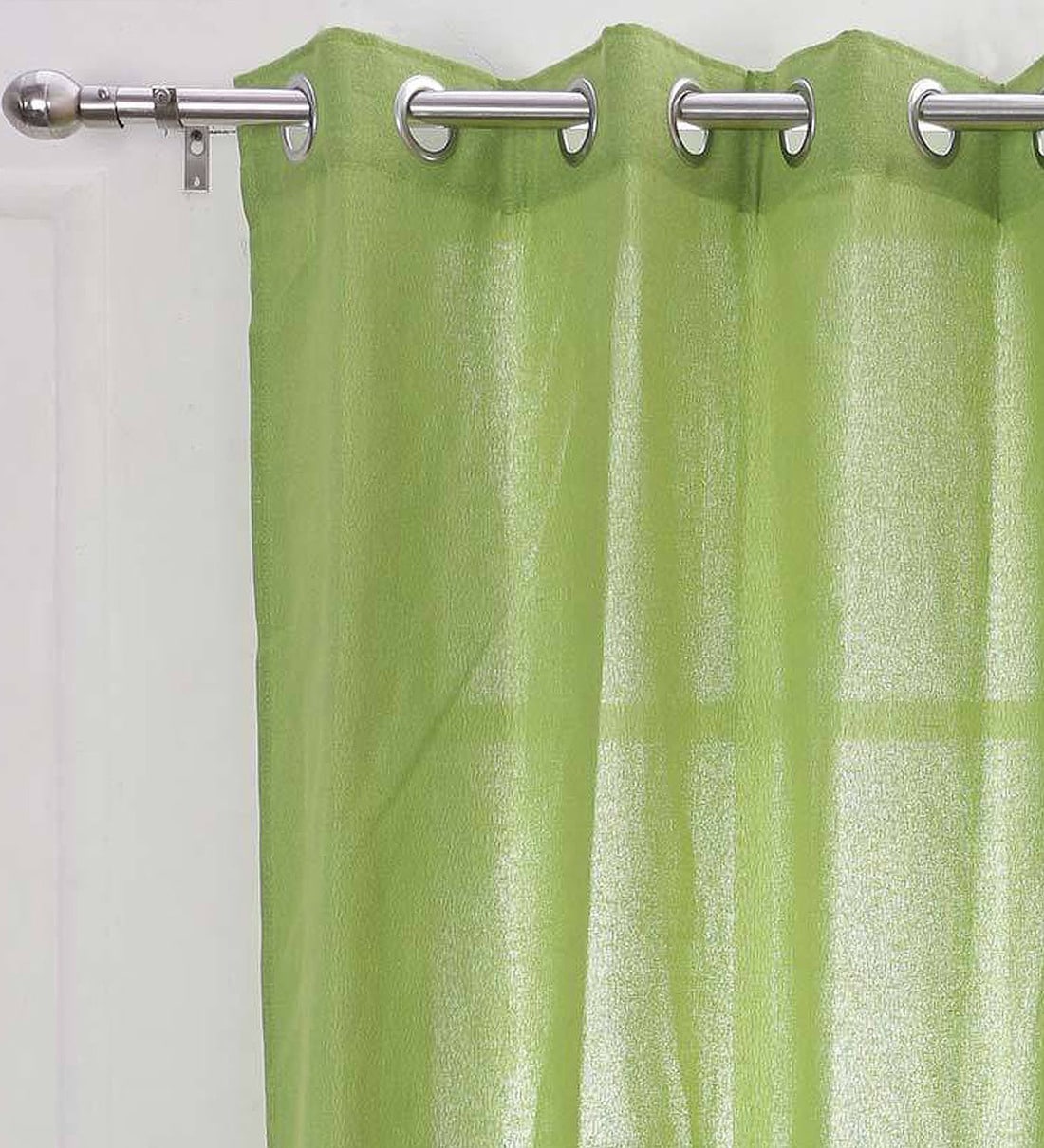 Buy Green Cotton Solid 5 Ft Light Filtering Eyelet 1 Piece Window Curtain by Soumya Online
