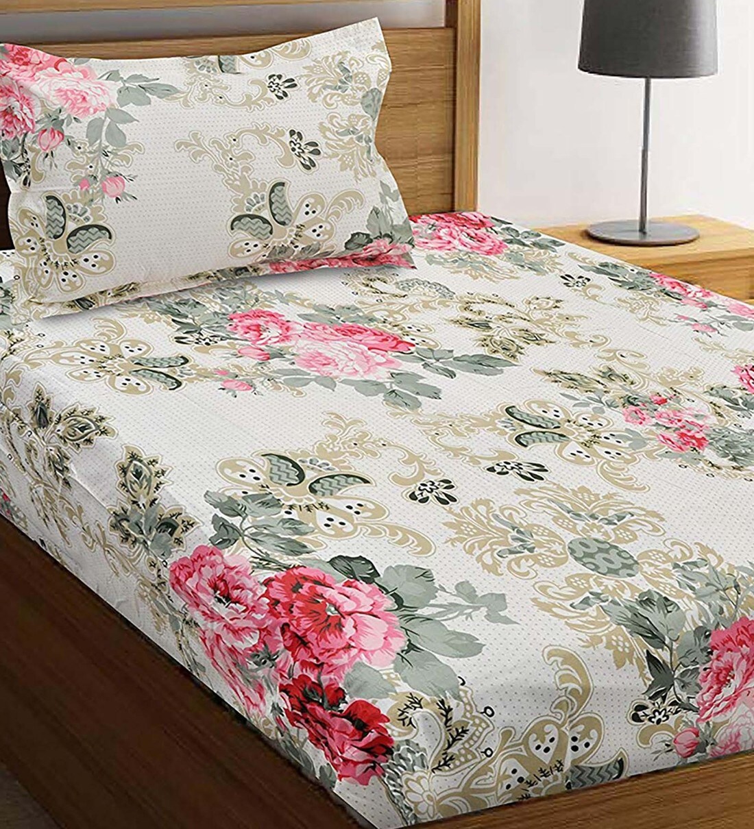 Buy Cotton 144TC Single Bedsheet with 1 Pillow Cover by Ahmedabad Cotton at 100 OFF by