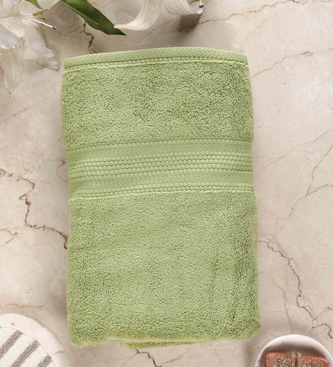 Buy Green Cotton 600 GSM Bath Towel By Eurospa Online ...