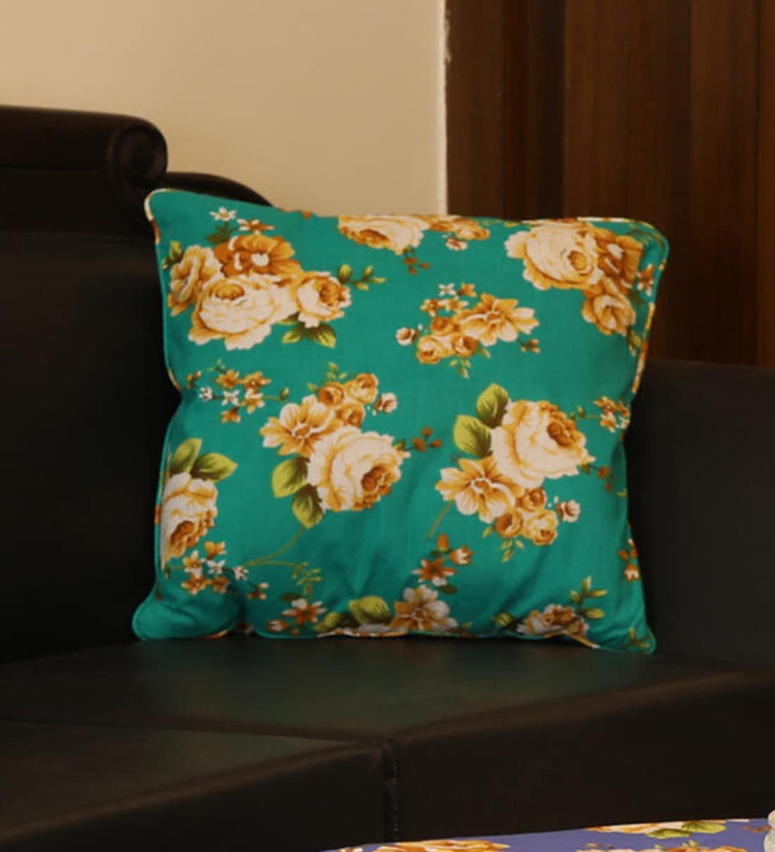 buy-green-floral-100-cotton-16-x-16-inches-cushion-cover-by-bells