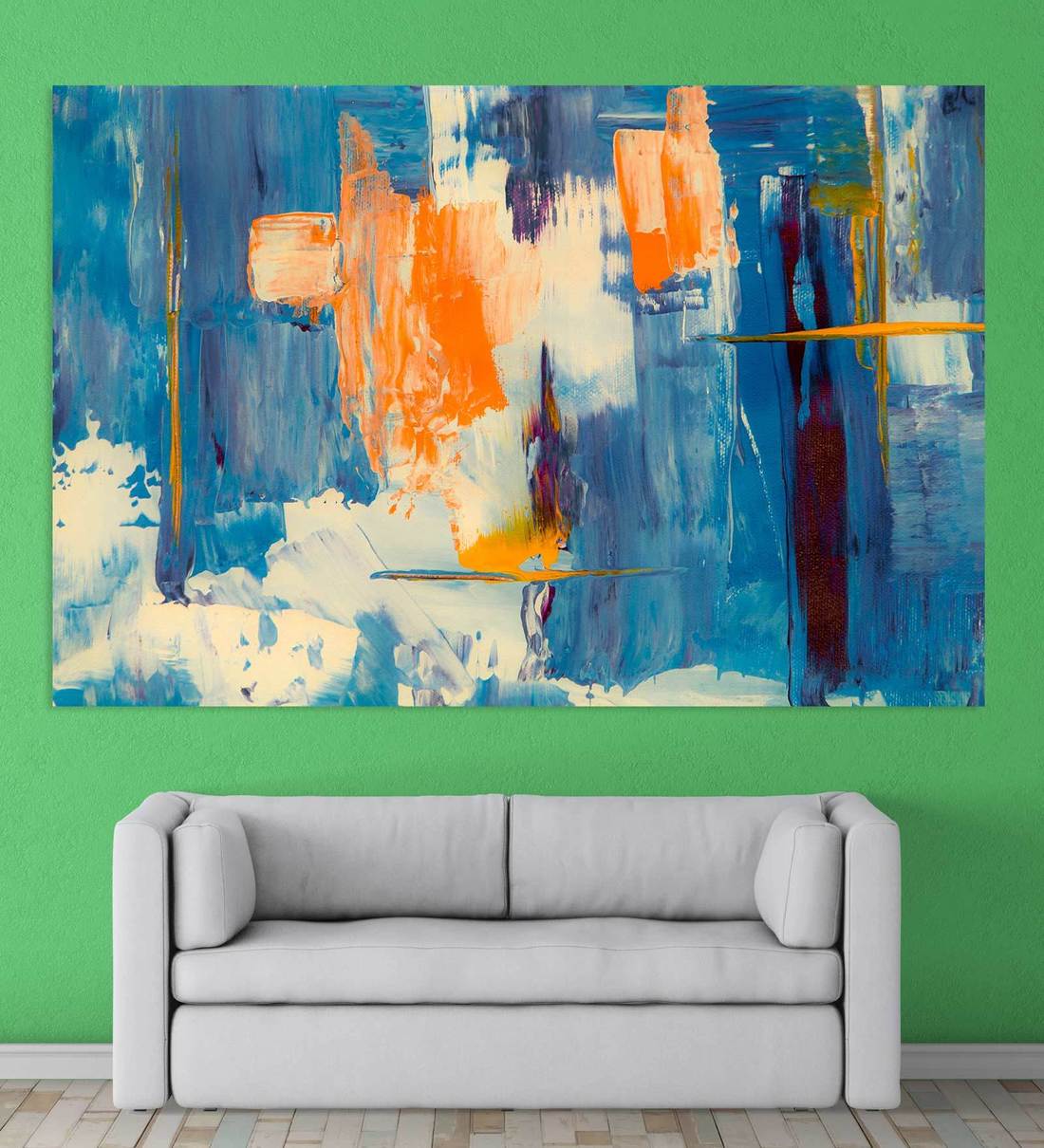 Buy Abstract In Green Canvas Framed Art Print (33 x 21 Inches) By