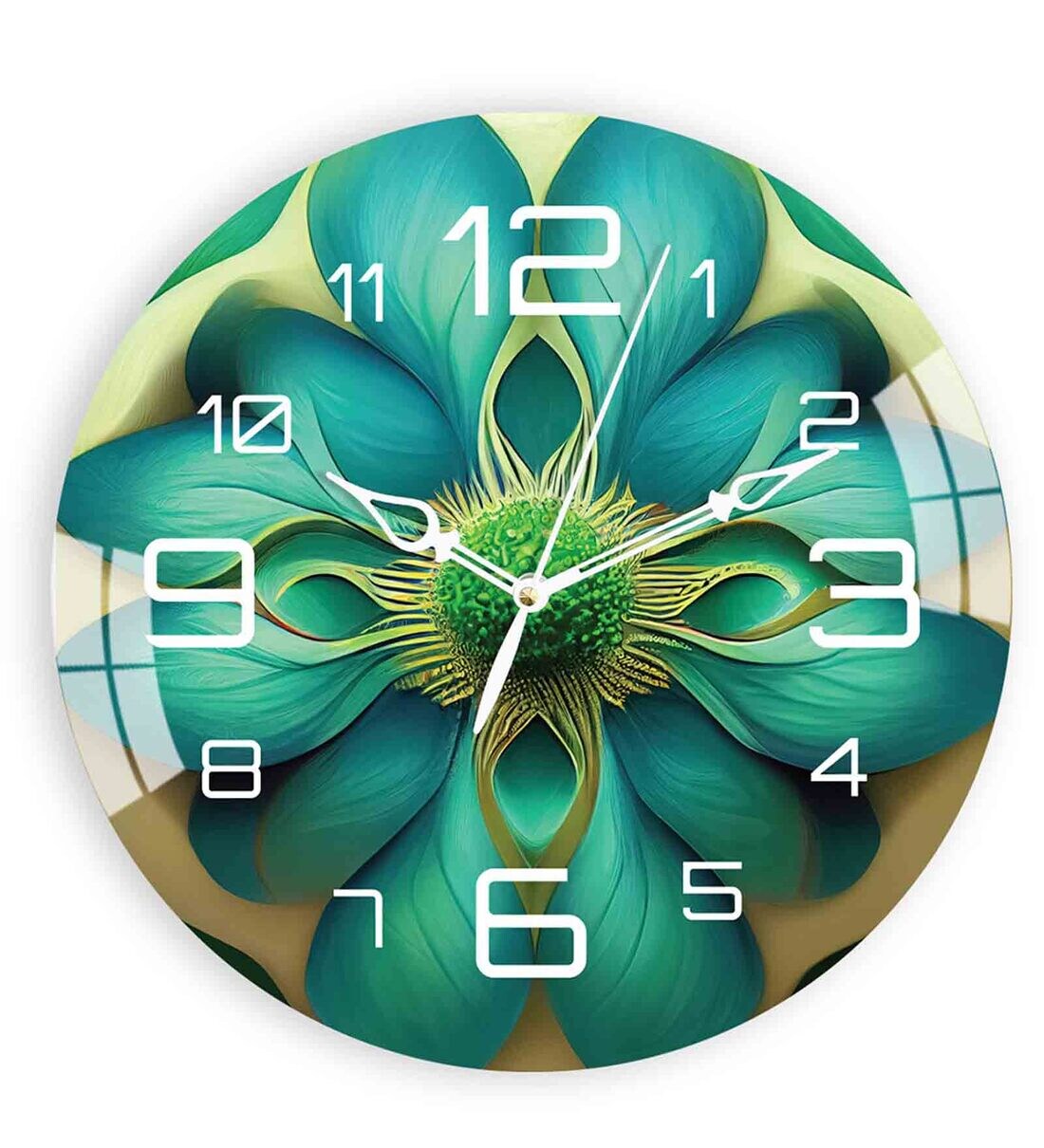 Buy Green Leafy Flower Acrylic Wall Clock by The Next Decor Online