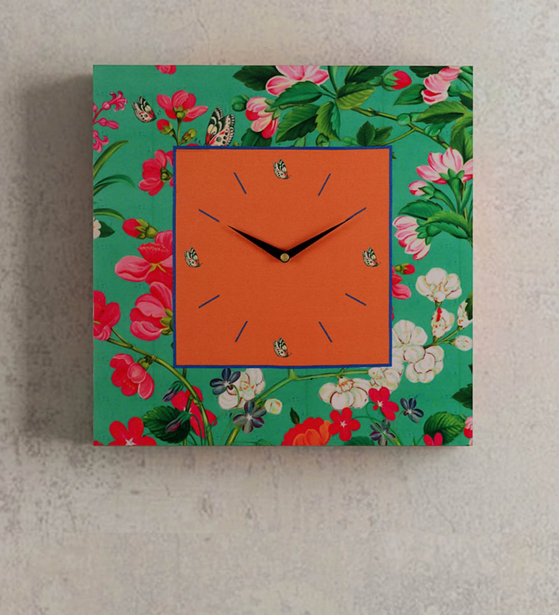 Buy Green Engineered Wood Analog Wall Clock by Sej by Nisha Gupta