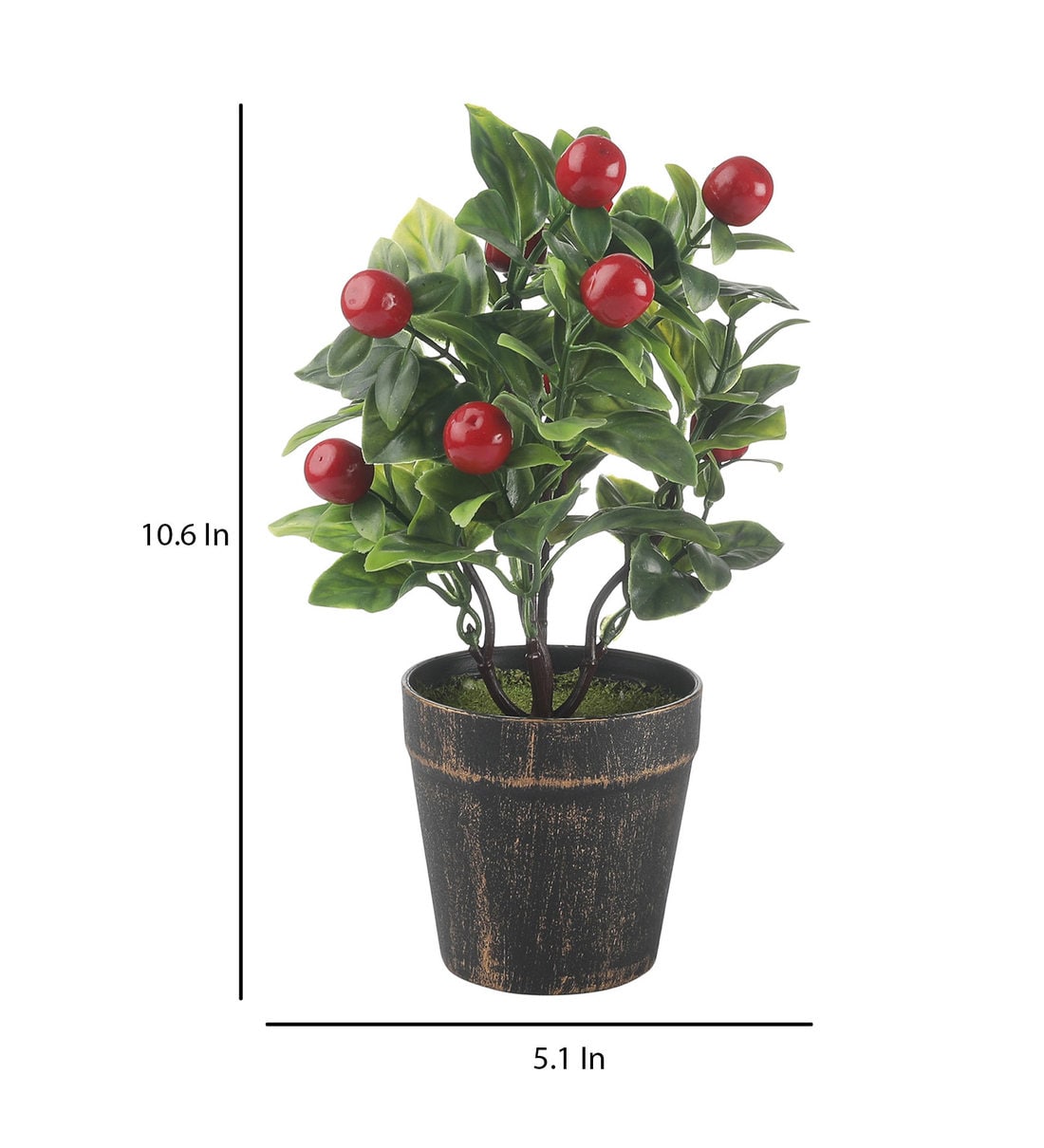 Buy Green Plastic and Polyester Blend Artificial Cherry Bonsai Tree by