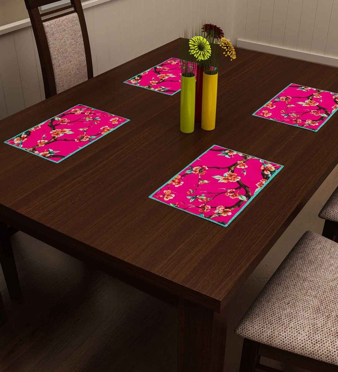Capri Placemat, Pink and Green (Set of 4)