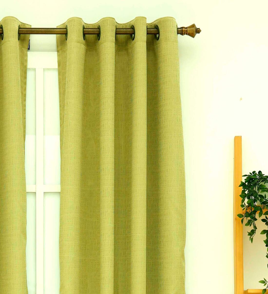 Buy Green Abstract Polyester 5 Ft Blackout Eyelet Window Curtain by