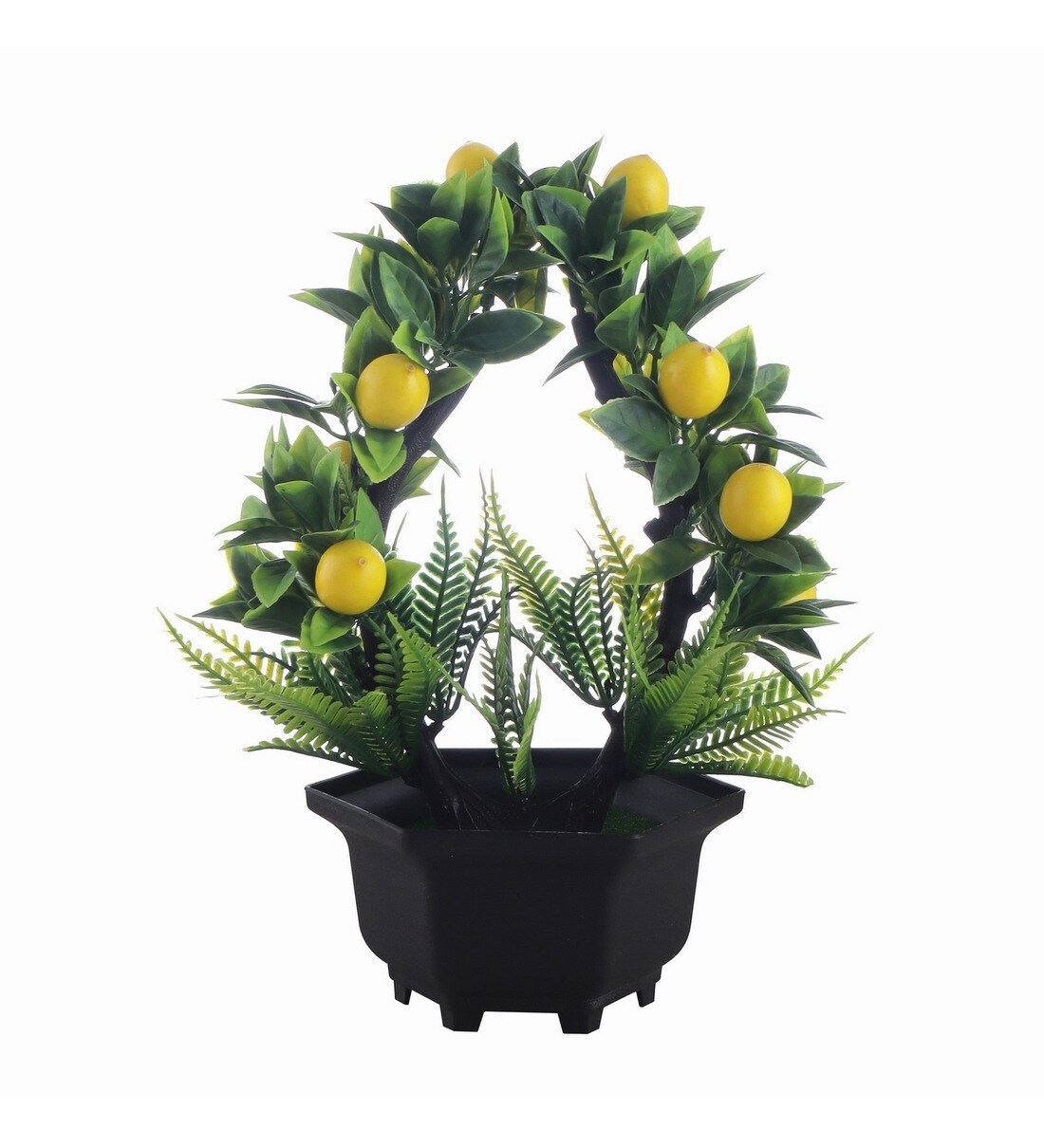 Buy Green Polyester Artificial Bonsai Lime Tree With Plastic Pot by