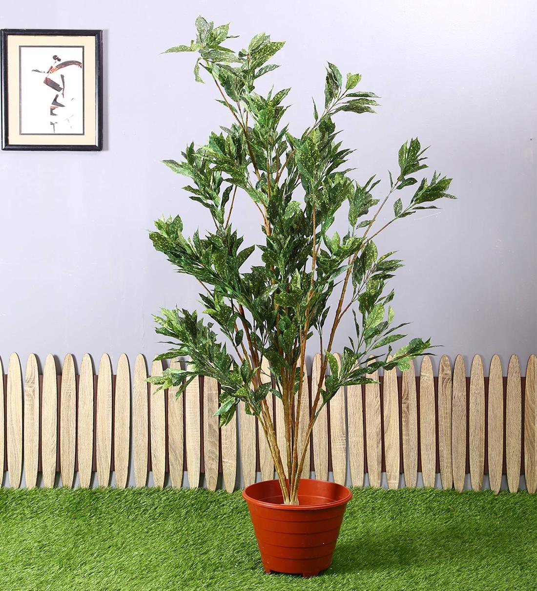 Buy Green Polyester Artificial Croton Flower Without Pot by PolliNation