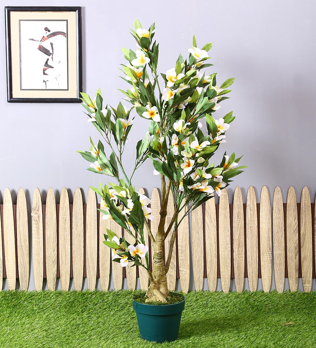 Buy Green Polyester Artificial Frangipani Plant With Pot by PolliNation