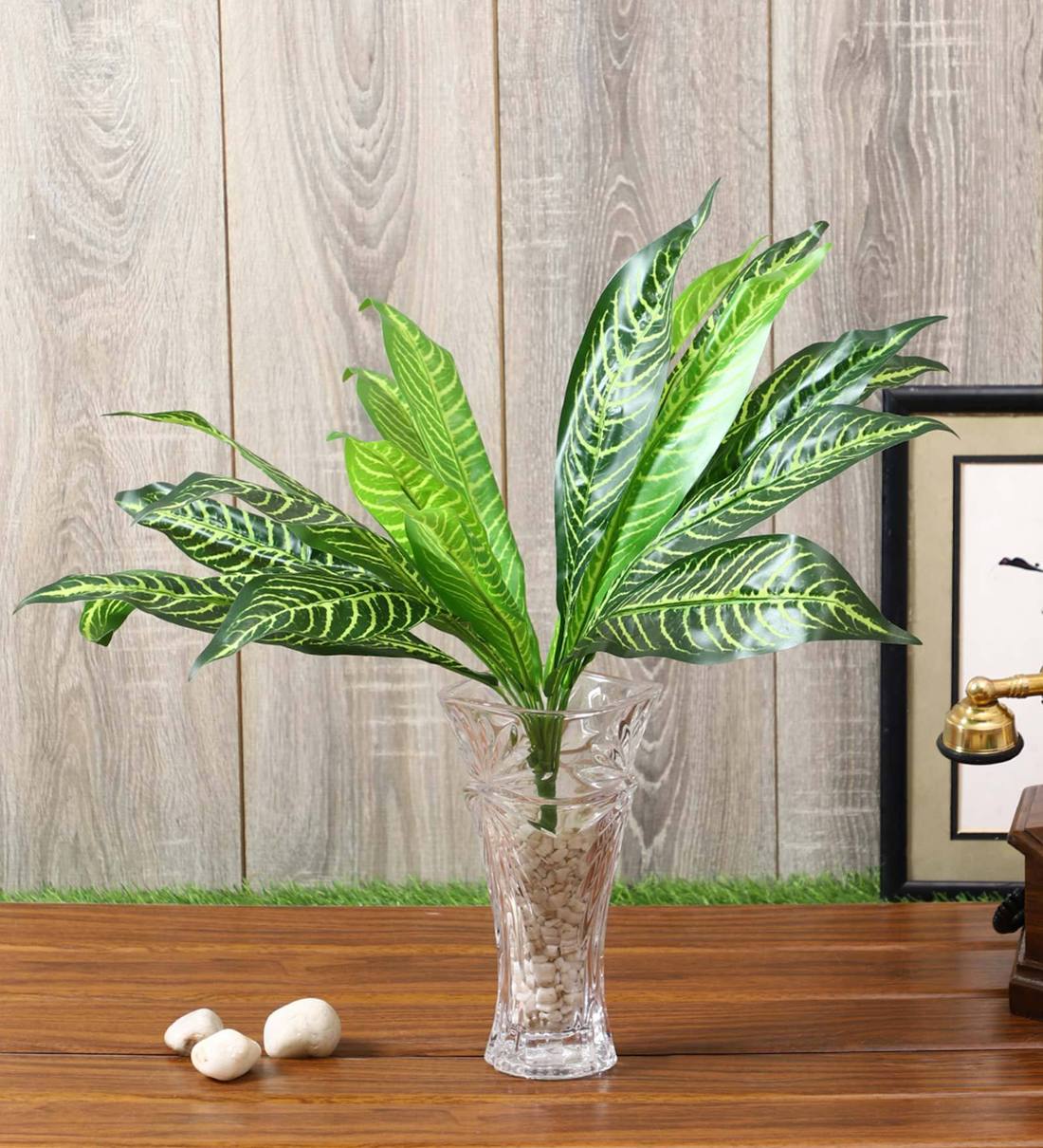Buy Green Polyester Artificial Zebra Plant Without Pot by PolliNation