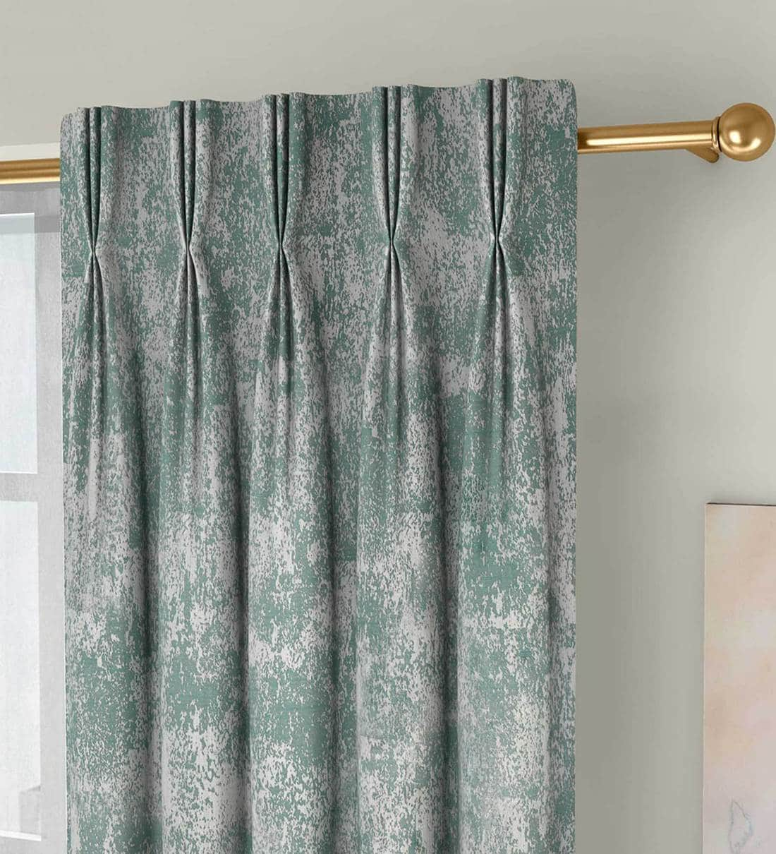 Buy Polycotton Semisheer 5 Feet Pinch Pleat Set Of 2 Curtains By ...