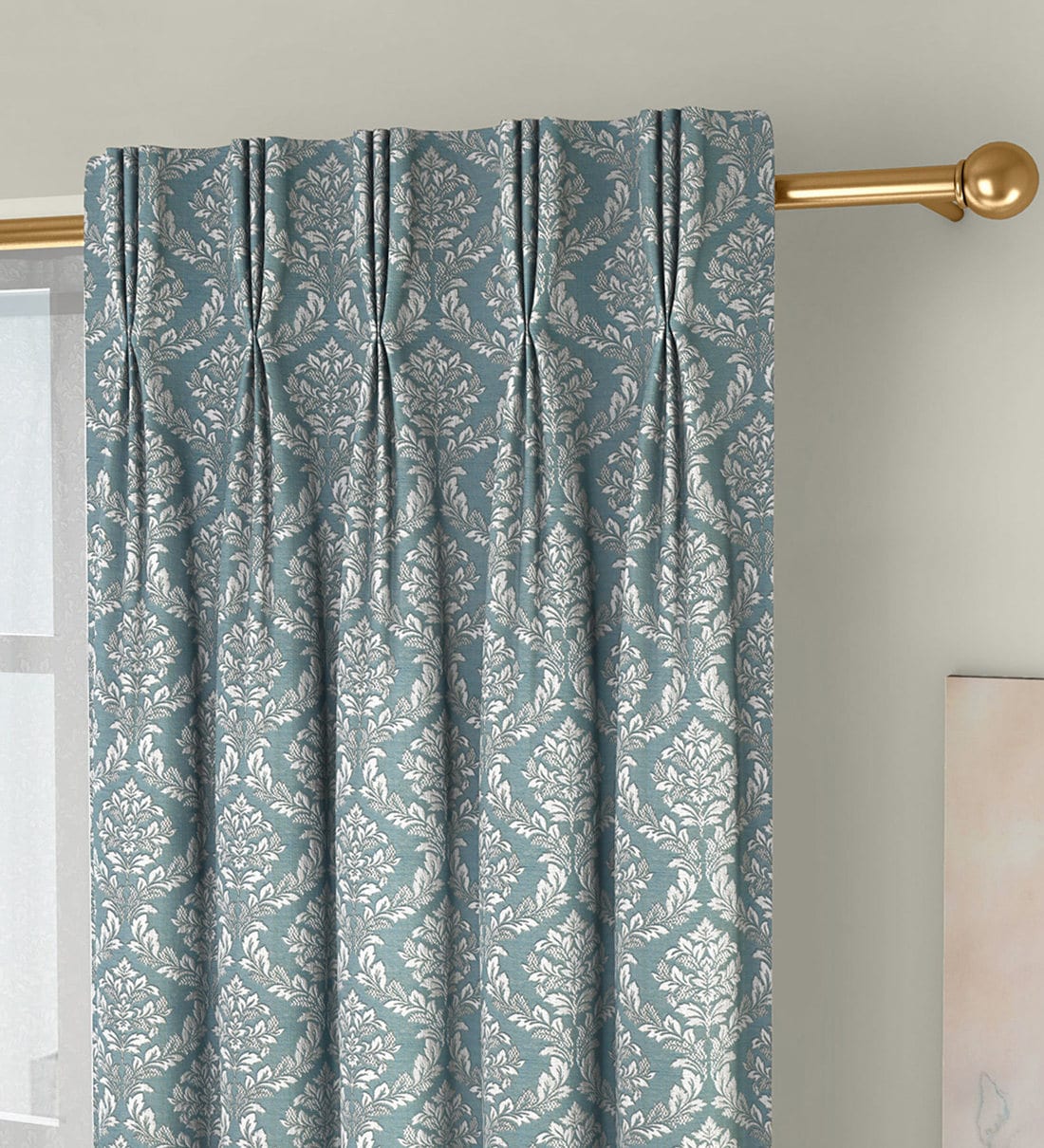 Buy Polycotton Semisheer 9 Feet Pinch Pleat Set Of 2 Curtains By