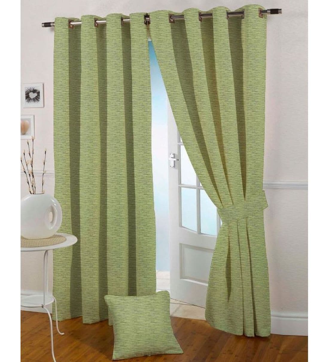 Buy Polyester Semisheer 7 Feet Set Of 2 Eyelet Curtains By Presto