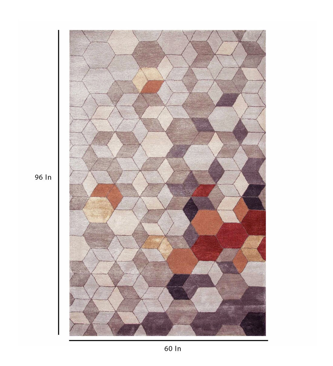 Buy Geometrical Pattern Wool And Viscose Hand Tufted 5 X 8 Feet Carpet