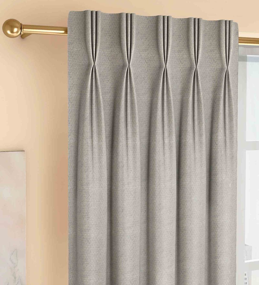 Buy Grey Polycotton Semisheer 5 Feet Pinch Pleat Curtain (Set of 2) by Curtain Label Online - Solid Colour Window Curtains - Window Curtains - Furnishings - Pepperfry Product