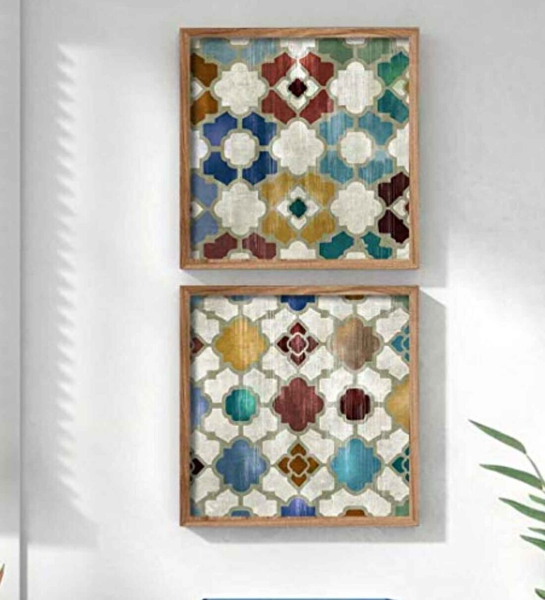 Buy Medieval Yuk Blue Canvas Framed Abstract Art Print Set of 2 Online