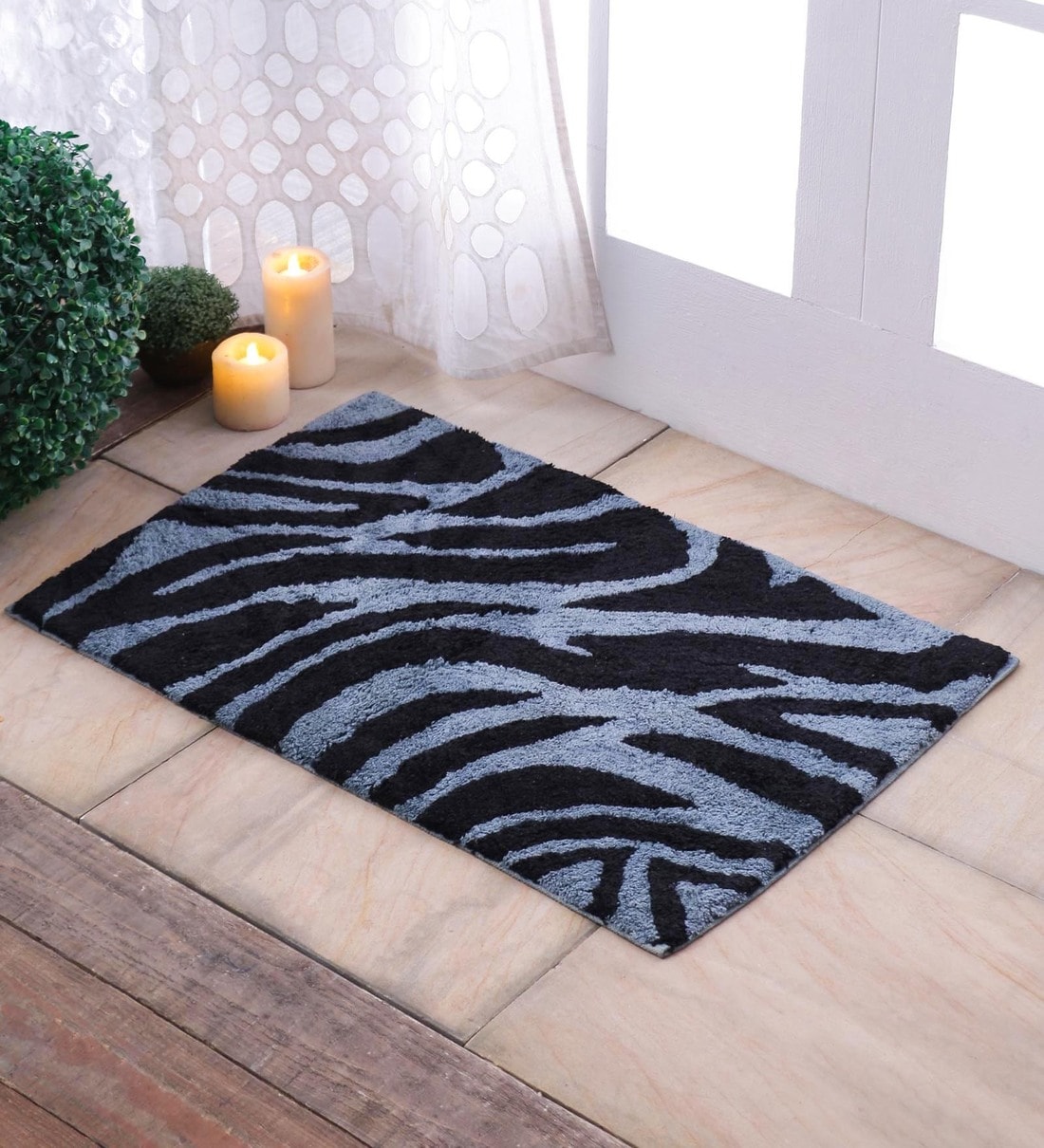 Buy Grey Cotton 20 x 30 Inch Super Soft Door Mat by Home Space Online