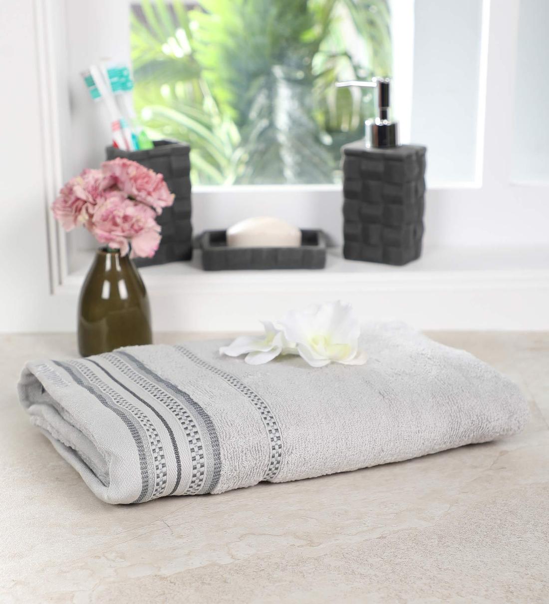 Buy Grey Patterned 370 GSM Cotton Bath Towel at 100 OFF by Raymond