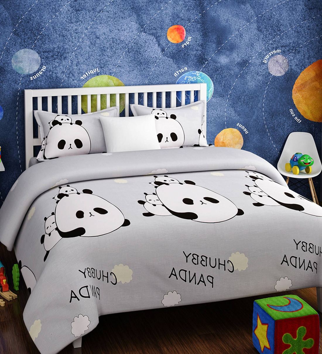 Buy Grey Cotton Kids Chubby Panda Print Bedsheet Set By Urban Dream Online Beds Bed Room Test Pepperfry Product