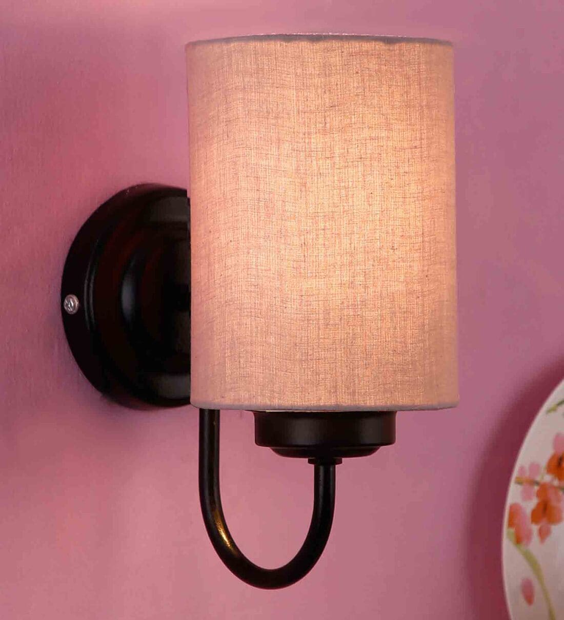 Buy Grey cotton wall mounted lamp with Black Base by New Era at 25 OFF