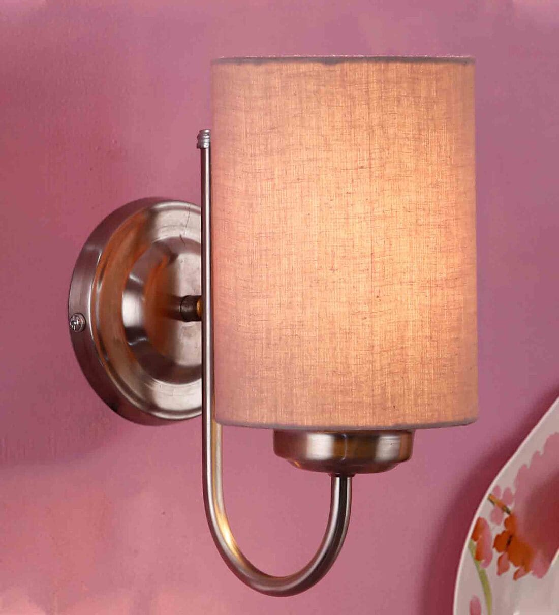 Buy Grey cotton wall mounted lamp with Steel Base By New Era at 23 OFF