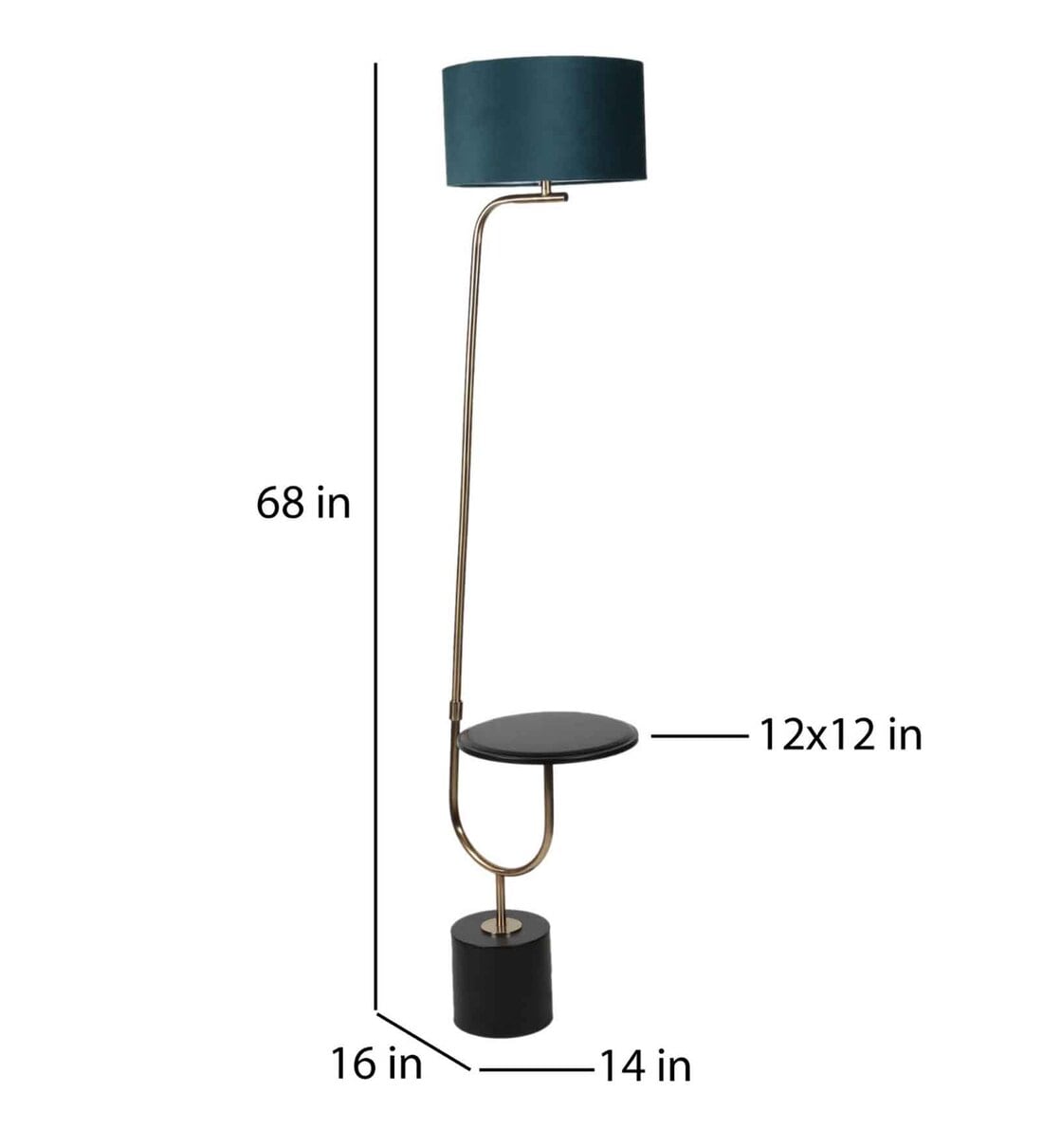 Buy Grey Fabric Shade Floor Lamp With Black & Gold Base By Sapphire