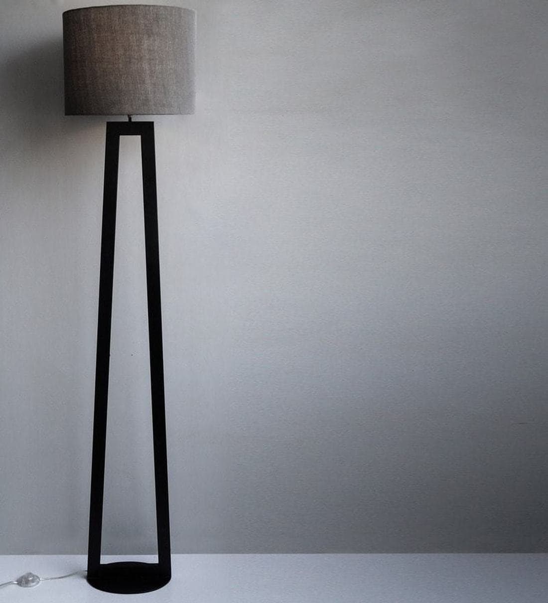 Buy Grey Fabric Shade Floor Lamp With Black Base By The Black Steel   Grey Iron Floor Lamp By The Black Steel Grey Iron Floor Lamp By The Black Steel 7y7i4x 