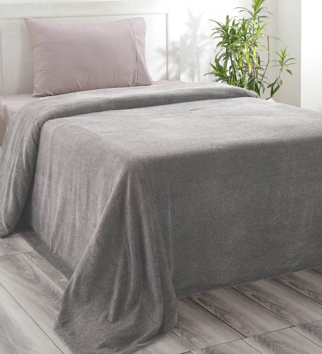 Buy Grey Solid 110 TC Cotton Single Bed Cover by Maspar at 16% OFF by ...