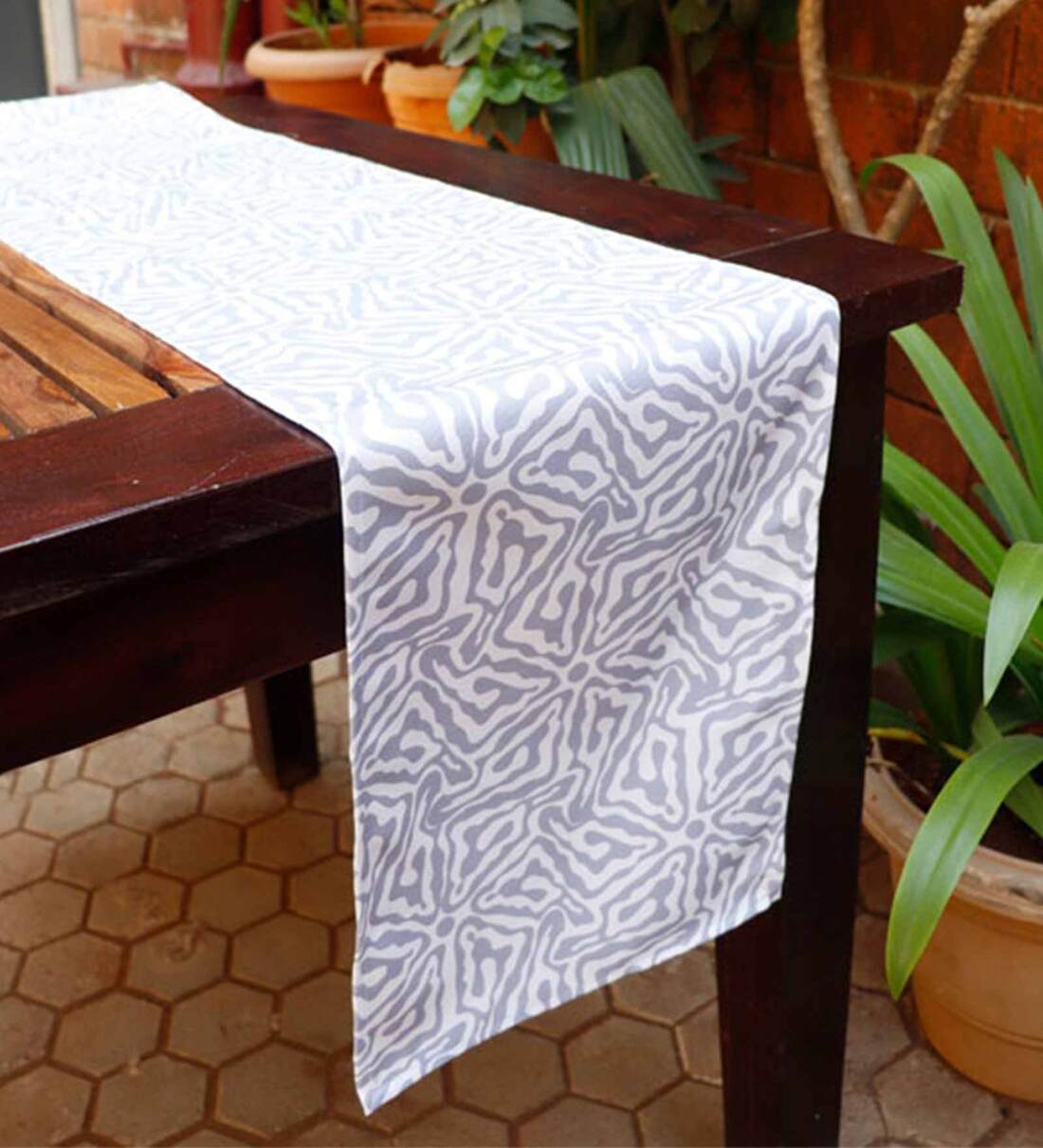 Buy Grey Polycanvas 12x84 Inches Table Runner by Zeba Online Table