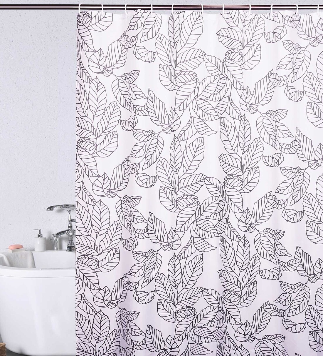 Buy Grey Polyester Blackout Shower Curtain by Obsessions Online