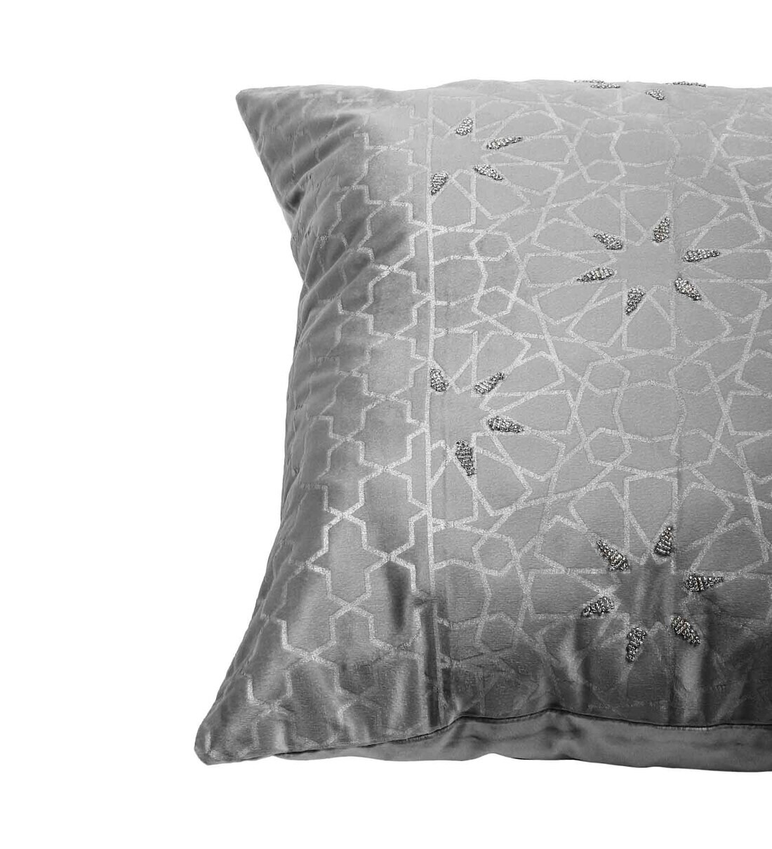Buy Grey Velvet Geometric 20 X 20 Cushion Cover by Eris Home Online