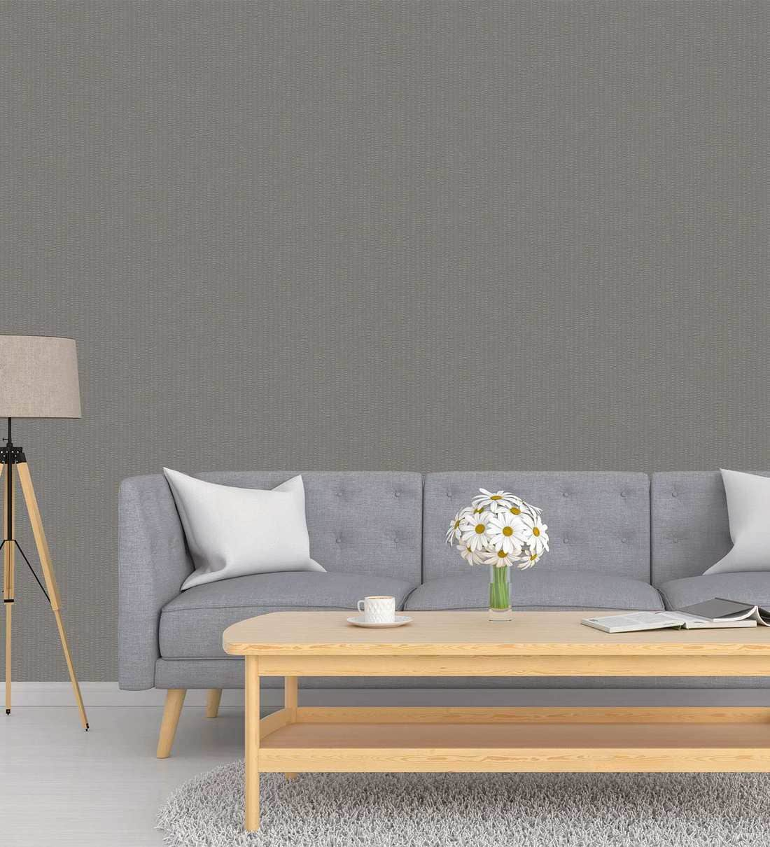 Buy Grey Vinyl Solid Wallpaper by Excel Wallcoverings Online - Solid ...