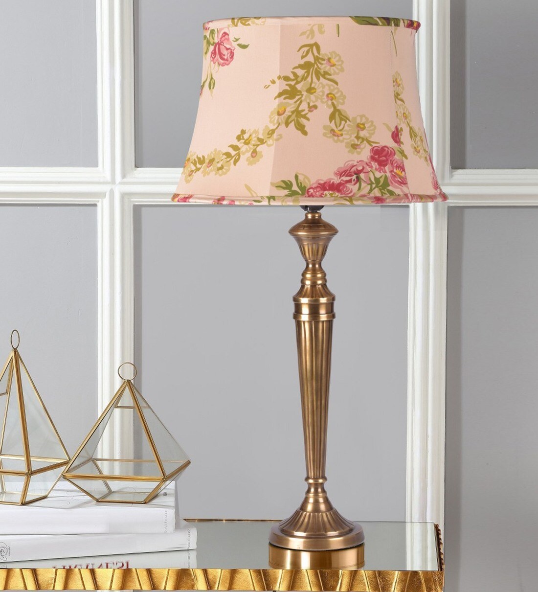 Buy Groove Hersey Cream Cotton Shade Table Lamp with Brass Base by