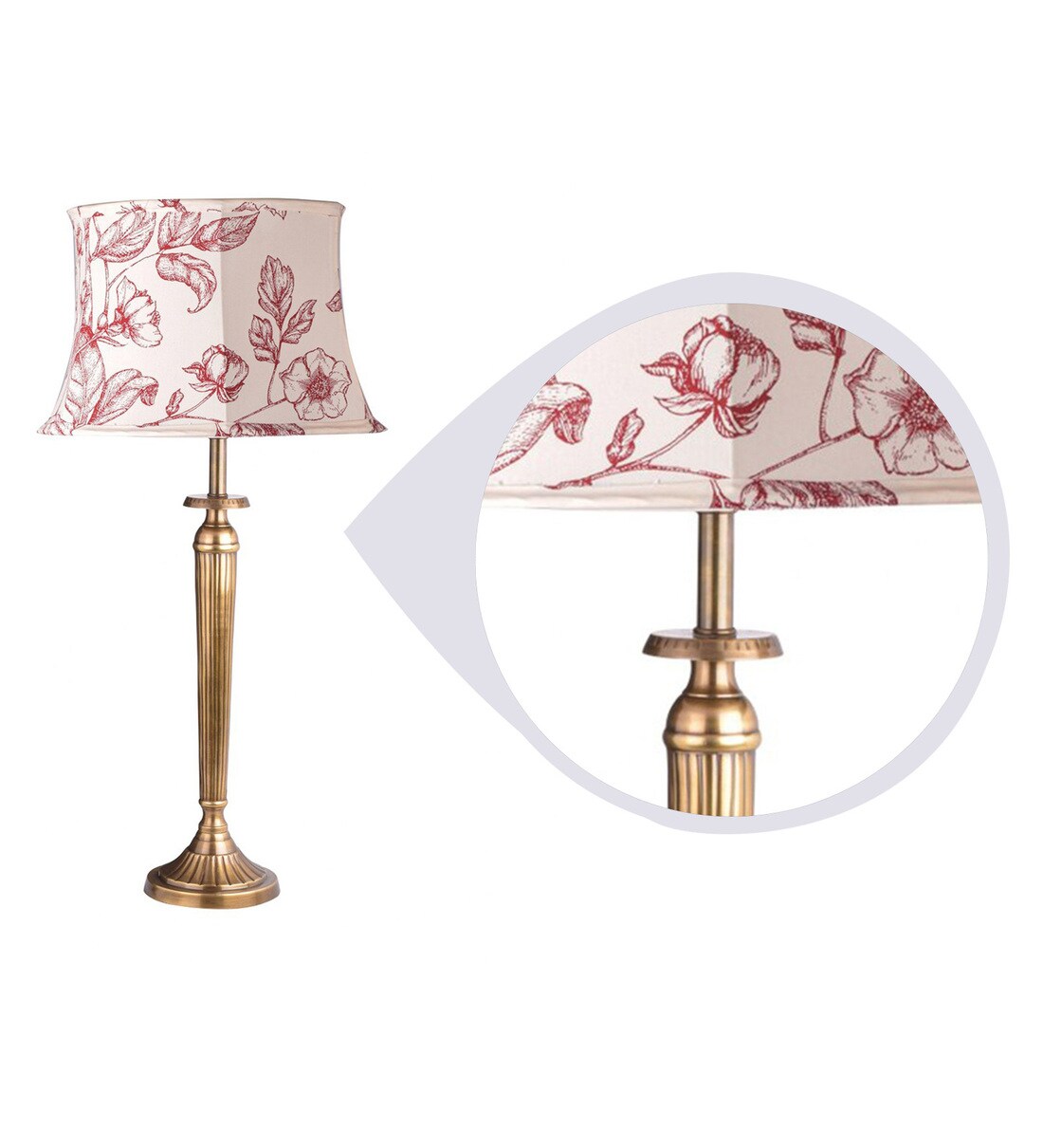 Buy Groove Hersey White Cotton Shade Table Lamp with Brass Base by